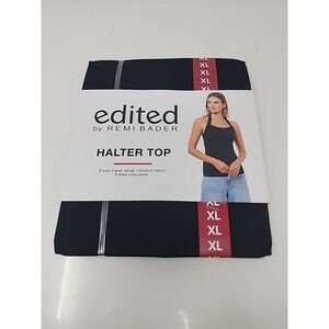 Edited by Remi Bader Halter Top Womens Black Stretch Fitted Tank XL
